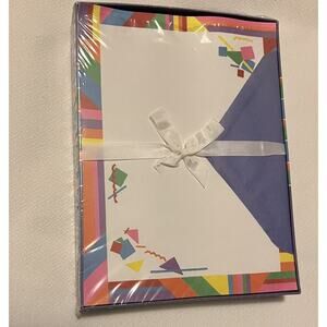 Vintage Whitings Geometric Shapes Stationary Sealed 24 sheets 16 Envelopes NIB